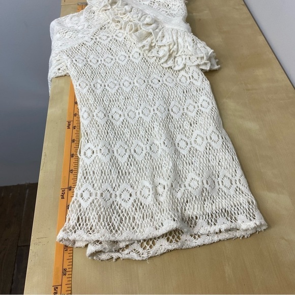 MAJE • Limba open knit high neck ruffle crochet sweater in ecru - Picture 12 of 16